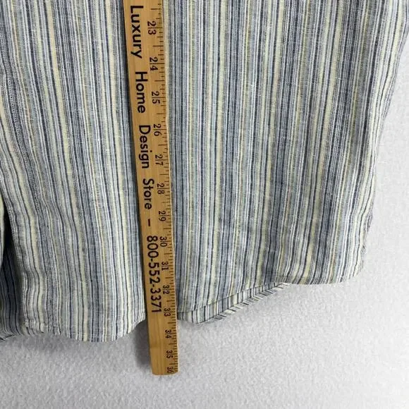 JOSEPH ABBOUD Shirt Mens XL Linen Collection Striped Button Up Woven Blue - Picture 15 of 16